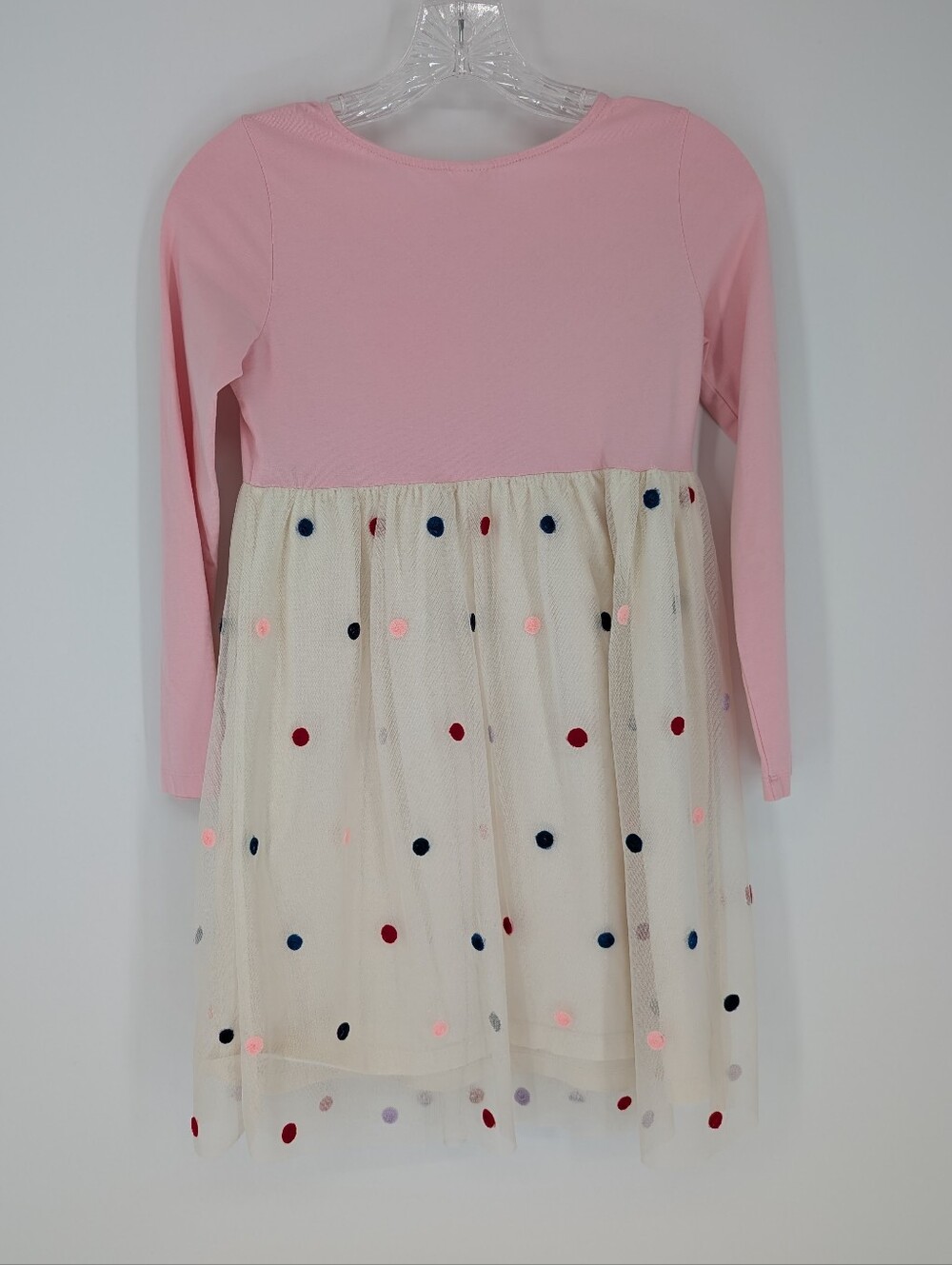 Hanna Andersson Girls Pink Tulle Dress with Multicolor Polka Dots 10 - Picture 3 of 5